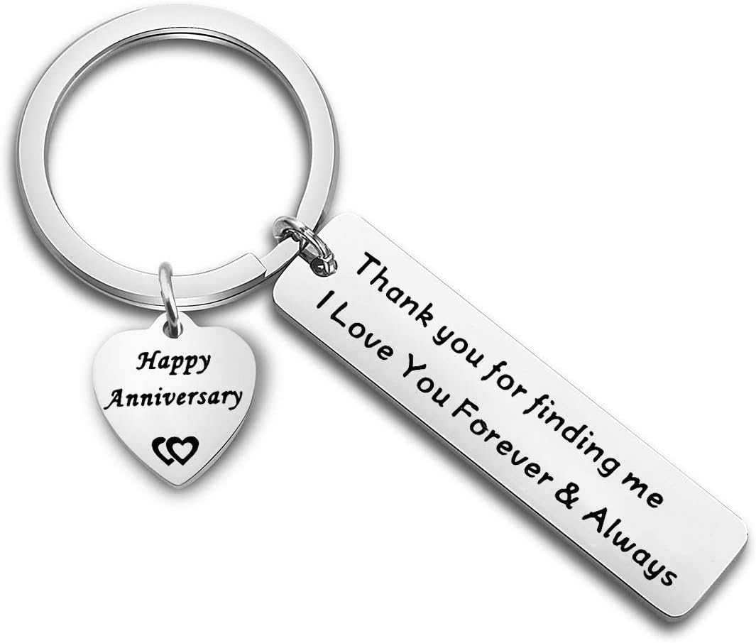 CHOORO Anniversary Keychain Gift for Boyfriend Husband I Love You Always & Forever Thank You for Finding Me