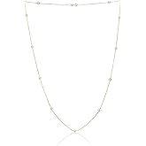 Mia Sarine Women's Necklace - 925 Sterling Silver By the Yard Station Bezel Set Crystal Delicate Link Chain Necklace