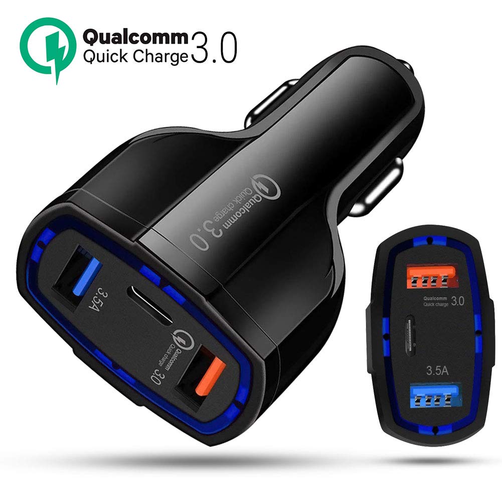 ULTRICS Car Charger Adapter, Cigarette Lighter USB Charger 36W 12V USB Socket, PD 3.0 Fast USB C Car Phone Chargers for iPhone 16 15 14 13 Pro Max iPad Samsung S24/S23/S22 Pixel (Black)