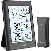 BALDR Indoor Outdoor Thermometer Wireless, Battery Powered Weather Station Indoor Outdoor with Clock, Portable Outside Temperature Monitor for Home Patio