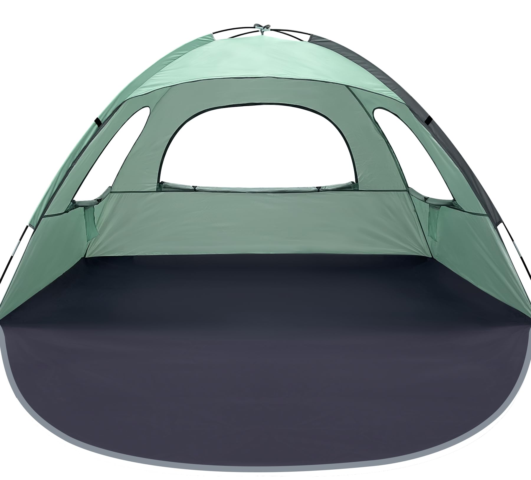 WhiteFang Beach Tent Anti-UV Portable Sun Shade Shelter for 4 Person, Extendable Floor with 3 Ventilating Mesh Windows Plus Carrying Bag, Stakes and Guy Lines (Mint Green)
