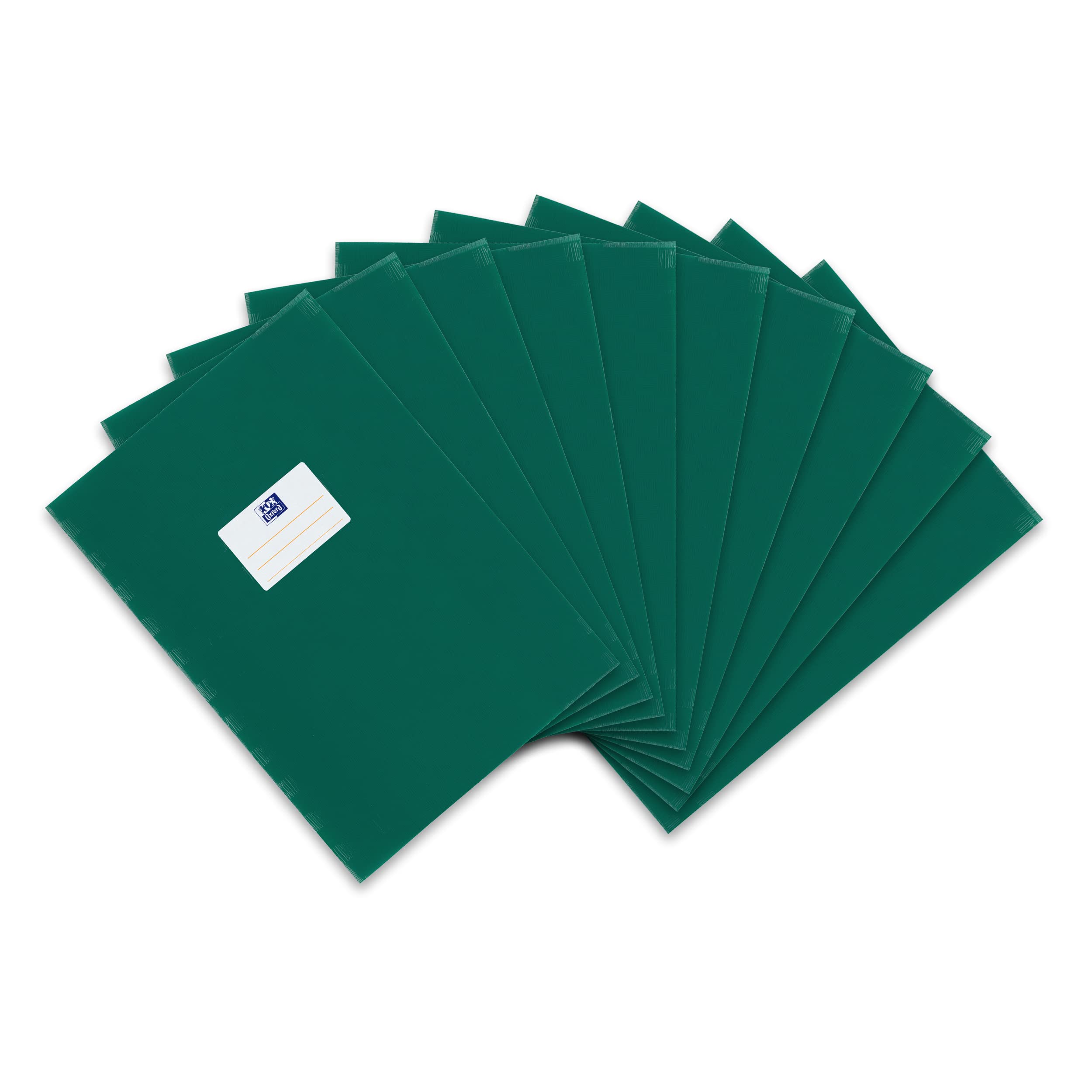 Landre 100420059 Protective Notebook Cover for DIN A4 PVC with Embossed Raffia Effect [Pack of 10] White Exercise Book Protector, for DIN A4 grün