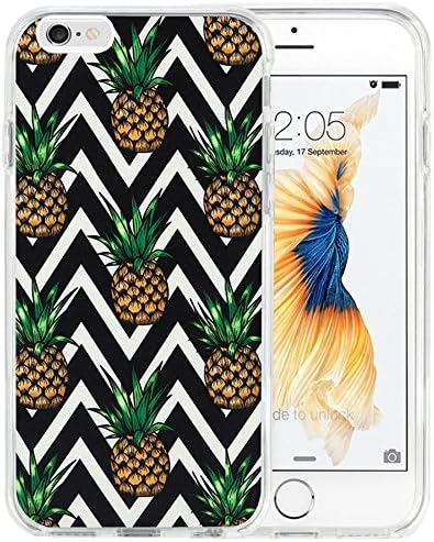 For iPhone 6s Plus Case For iPhone 6 Plus Case TPU Non-Slip High Definition Printing Personalized Black Chevron Pineapple Pattern