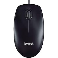Logitech M90 Wired USB Mouse, 1000 DPI Optical Tracking, Ambidextrous PC/Mac/Laptop - Black