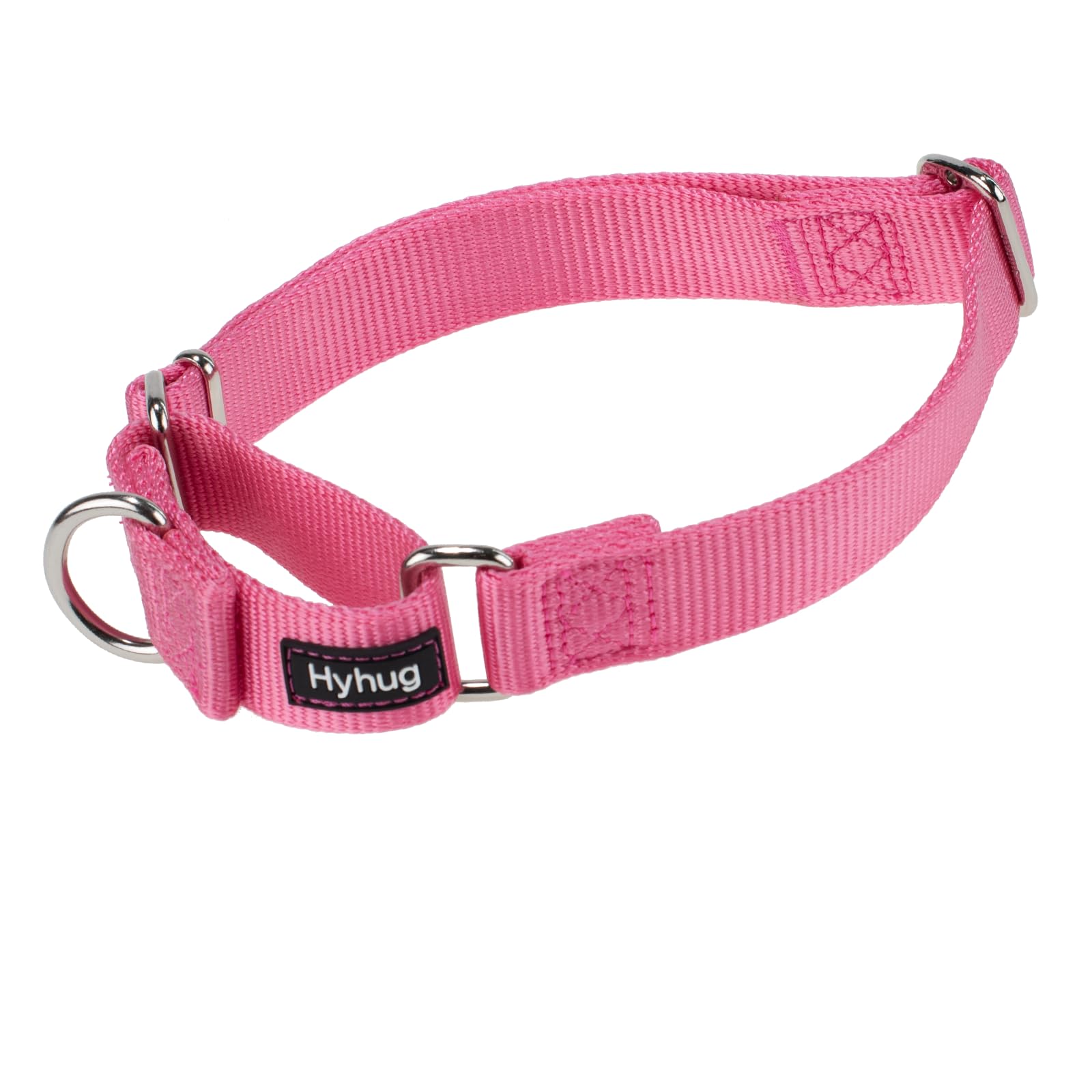 Hyhug Improved Design Nylon Webbing, Cold Water Washing Does Not Fade, Not Polluting Dog Hair, Wear Resistant and Not Prone to Fuzzing. No Slip Training Martingale Collar. (Medium, Candy Pink)