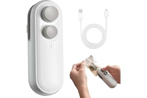 FIOPET Mini Bag Sealer with Cutter and Magnet, 2026 Upgraded Handheld Bag Resealer for Chip Bags, 2 in 1 Mini Snack Bag Sealing Machine, Portable Heat Sealing Tool Kitchen Gadgets (White)
