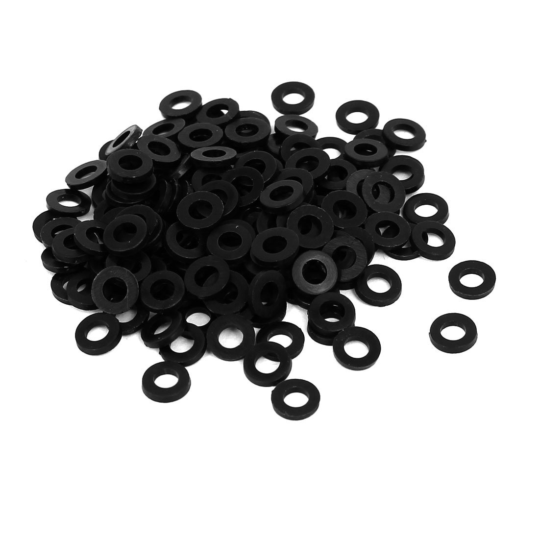 sourcingmap M3 x 6mm x 1mm Nylon Flat Insulating Washers Gaskets Spacers Fastener for Faucet Pipe Water Hose Black 200PCS