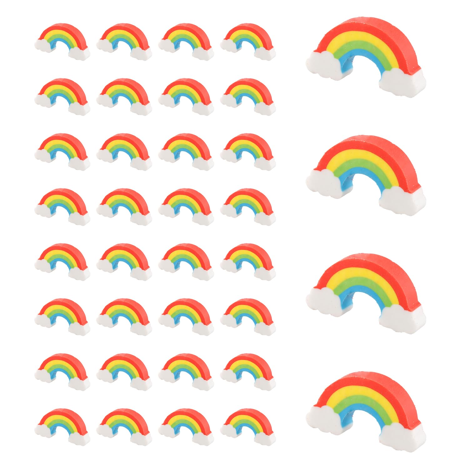 Tabanzhe 36 PCS Rainbow Eraser,Cute Colored Clouds Rainbow Bridge Rubber Eraser Set,Colorful Mini Small Erasers Novelty Stationery for Classroom Party Favors Games Prizes