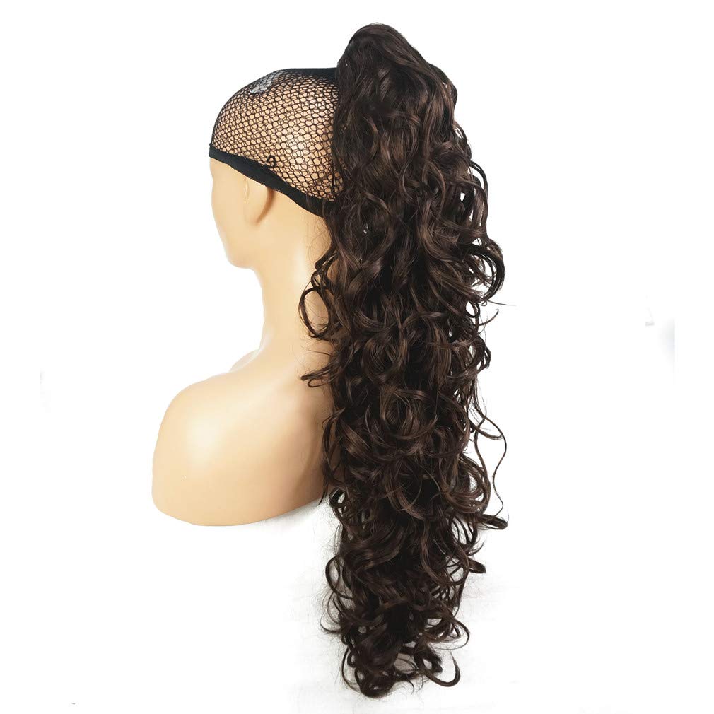 Lydell 30" Long Curly Styled Clip In Claw Ponytail Hair Extension Synthetic Hairpiece 280g with a jaw/claw clip Chestnut Brown