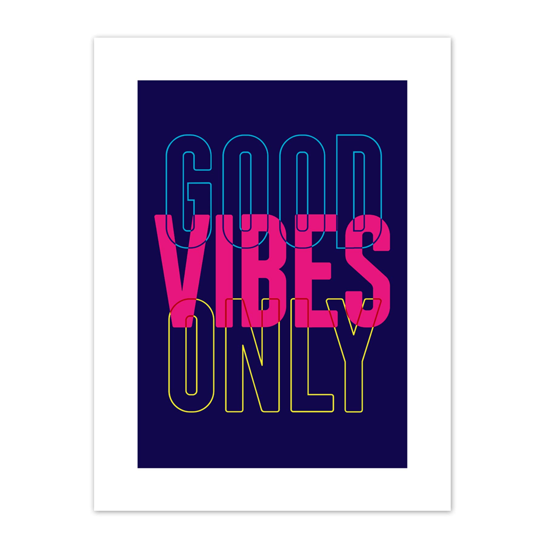 Wee Blue Coo Positivity Good Vibes Only Typography Canvas Wall Art Print