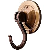NL HOME 4-Pack Suction Cup Hooks &amp; Wreath Hangers, Antique Gold | for Glass Door or Window, Holds 15 lbs, No-Drill, Powerful Waterproof Shower Utility Holders for Towels, Bath Robe