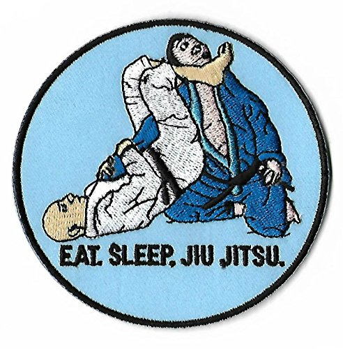 Grappling Patch (3.5 Inch) Eat Sleep Brazilian Jiu Jitsu Embroidered Iron / Sew on Badge Applique