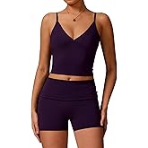 QBGJTD Two Piece Workout Sets For Women Tank Top Matching High Waist Tummy Control Shorts Gym Yoga Active Wear Outfits