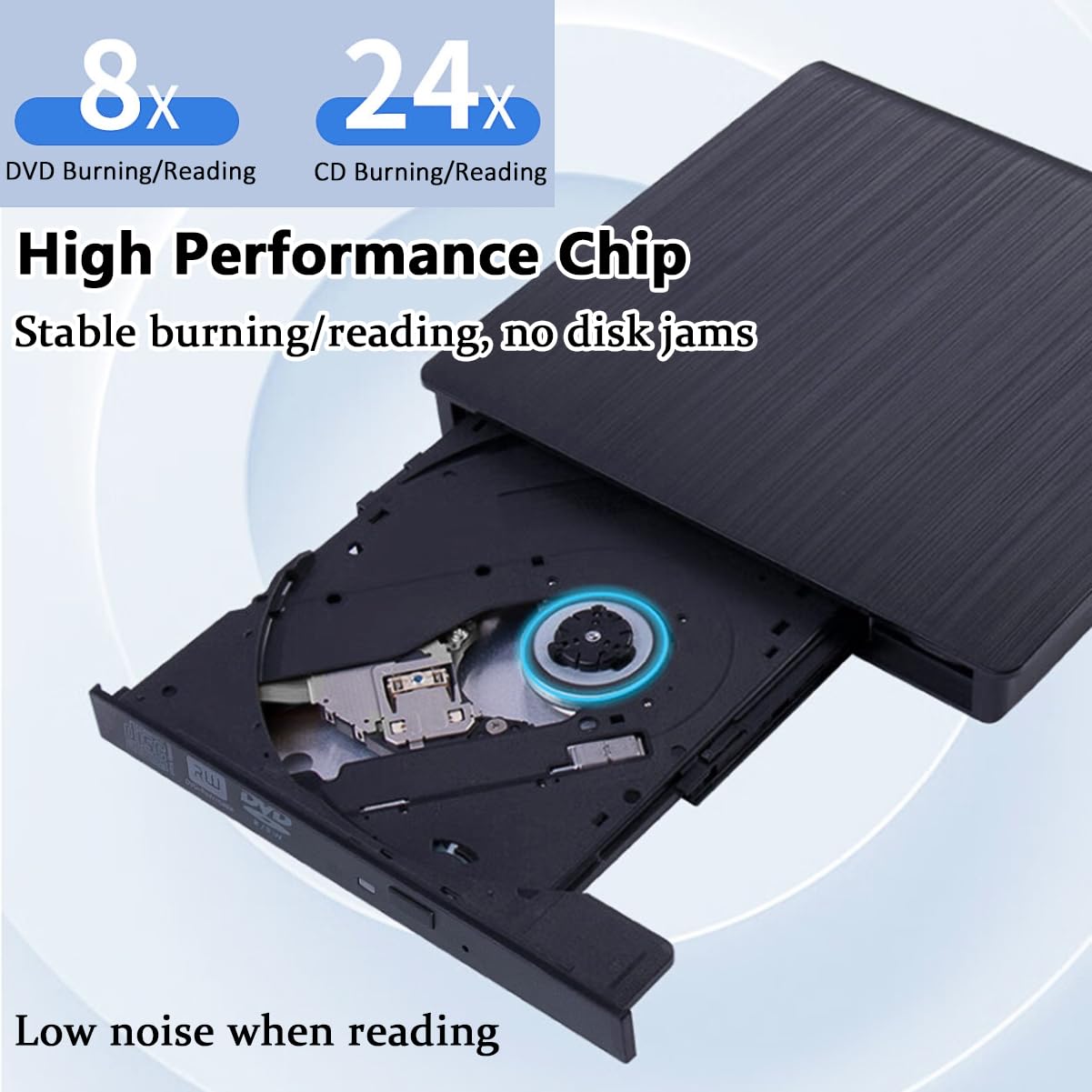 External DVD Drive, USB 3.0 & Type-C Portable Player, External CD/DVD Burner, CD DVD +/-RW Drive, Compatible with Laptop, MacBook, Windows, Linux PC
