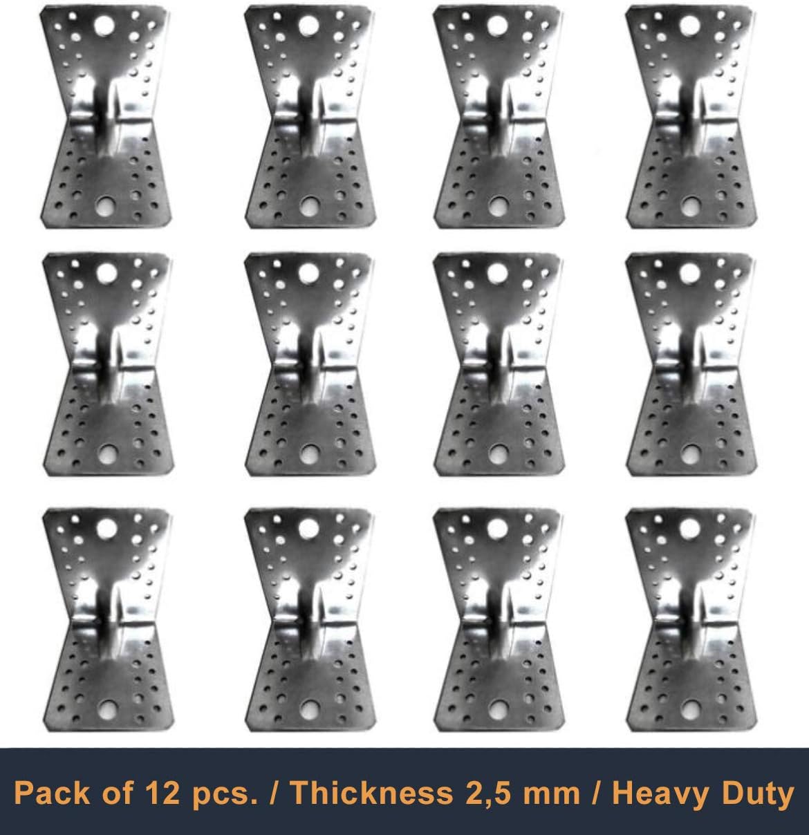 OMIDEAS 12 x Angle Brackets (105 x 105 x 90 x 2.5) Heavy Duty Corner Sleeper Bracket with Beading Timber Wood Metal Joining Fixing L Galvanised Steel Sheet Connector - Image 5