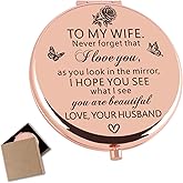 Cawnefil Gifts for Wife from Husband Love You Wife Gifts Rose Gold Compact Mirror Birthday Wedding Anniversary Valentines Day Mothers Day for Wife from Husband Romantic Gifts for Her
