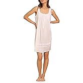 Eileen West Sleepwear & Loungewear for Women - Dobby Stripe Collection - 100% Cotton Sleeveless Lightweight Short Nightgown