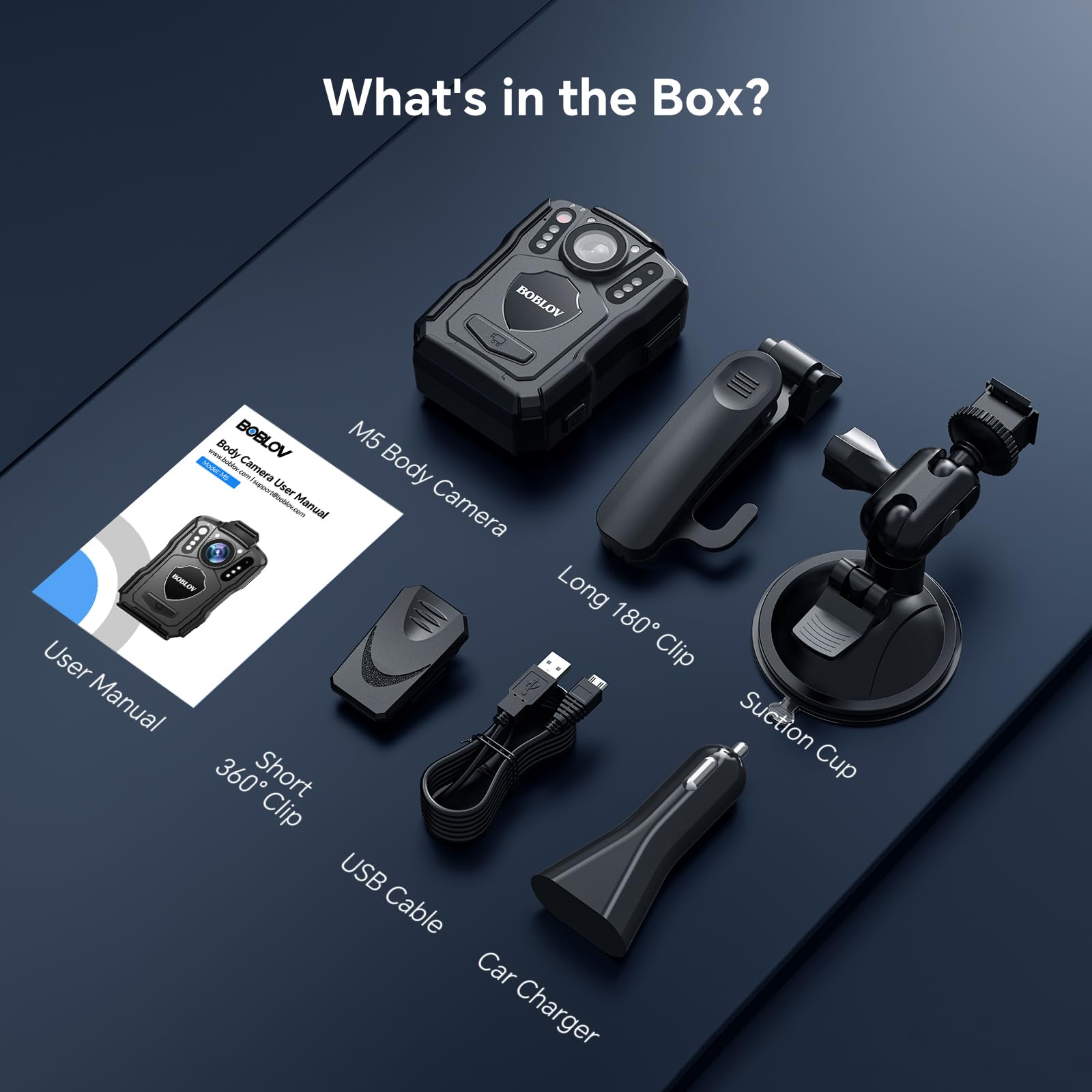 BOBLOV M5 2K Police Body Worn Camera, GPS Enabled &1440P Body Mounted Cam, 128G Body Cam Built-in 4200MAH Battery,12Hrs Record, IP67 Waterproof, Night Vision Law Enforcement with Car Suction Mount