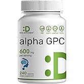 DEAL SUPPLEMENT Alpha GPC 600 mg Per Serving, 240 Capsules &ndash; Alpha GPC Choline Supplement &ndash; 120 Servings &ndash; Non-GMO, Gluten Free