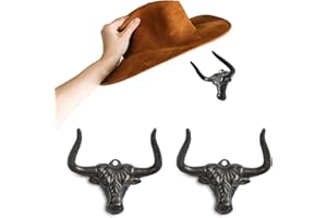 HYDERMUS Cowboy Hat Rack for Wall 2 Pack Modern Cast Iron Cowboy Hat Holder Cowgirl Hat Hanger Western Wall Decor Longhorn Hooks Wall Hooks for Hat Storage and Organization Rust Men's Gift