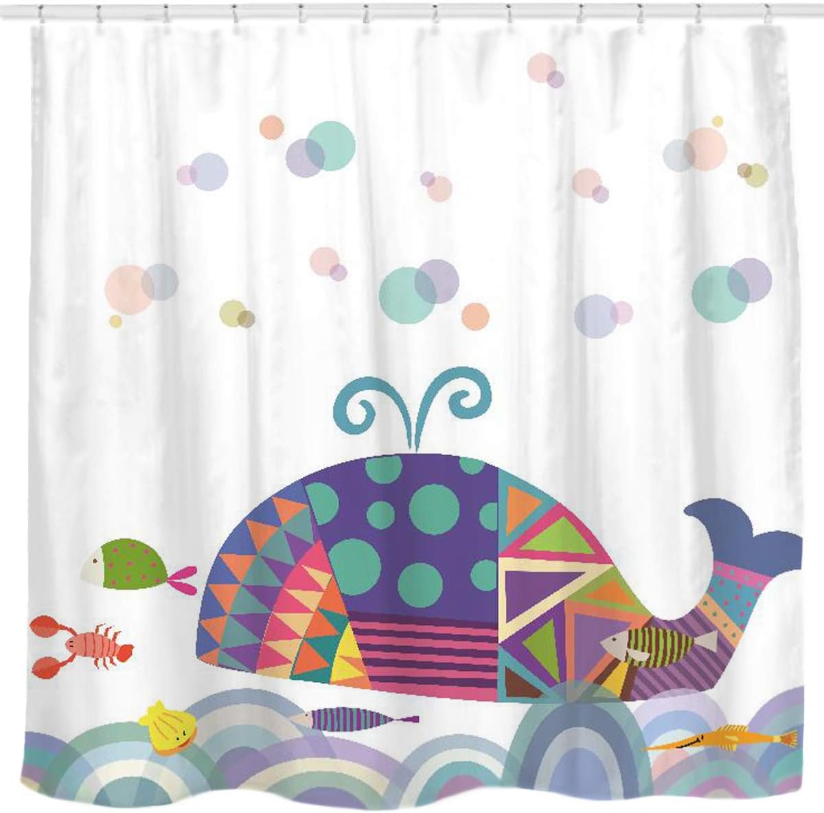 Amazon Com Sunlit Colorful Geometric Whale Waves Bubble Shower