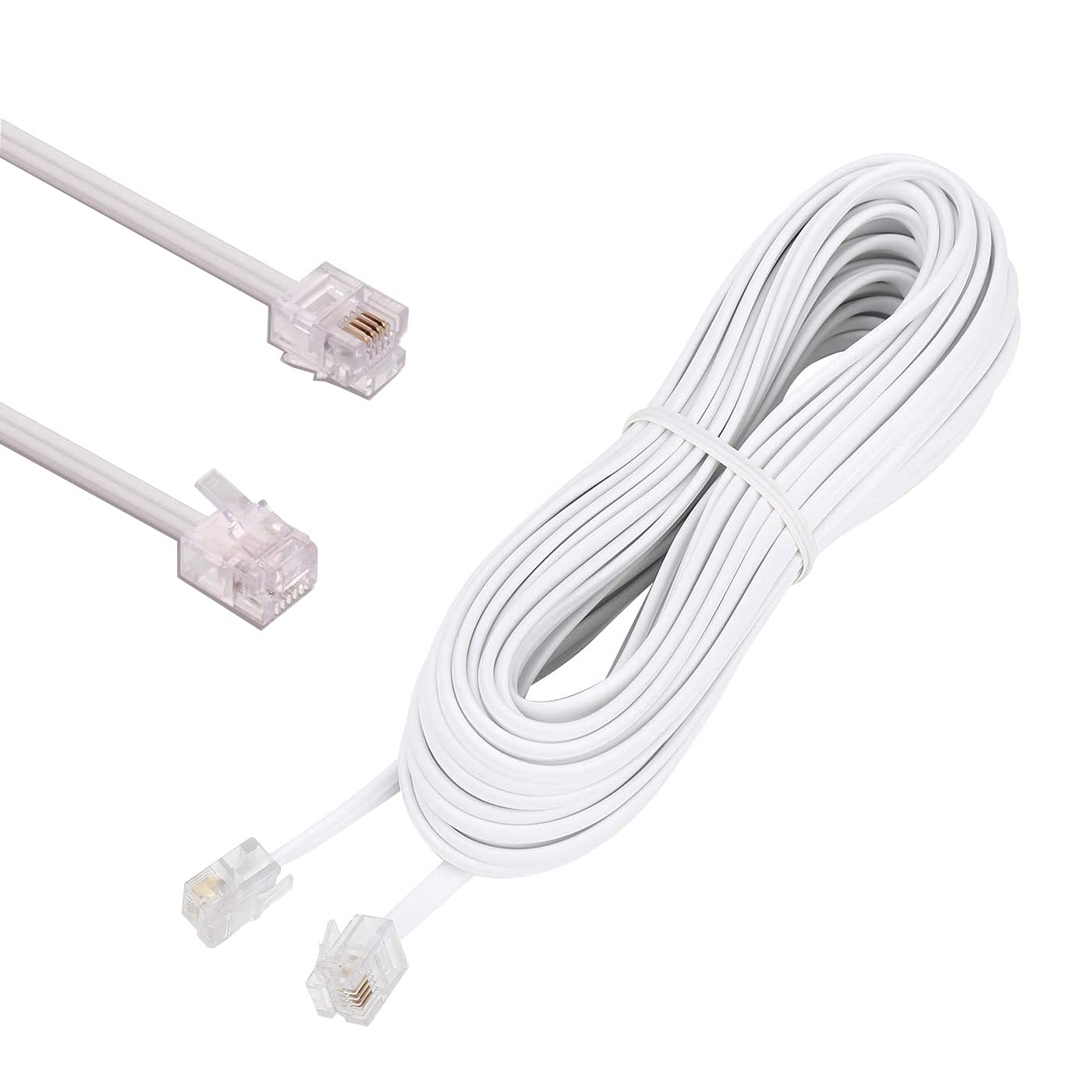 HUAZIZ 10m White RJ11 Cable ADSL Extension Lead Phone Cord Telephone Plug, Fibre Broadband Cable, RJ11 Modular Telephone Cable, Telephone Cable Rj11 Male to Male Phone Line Cord