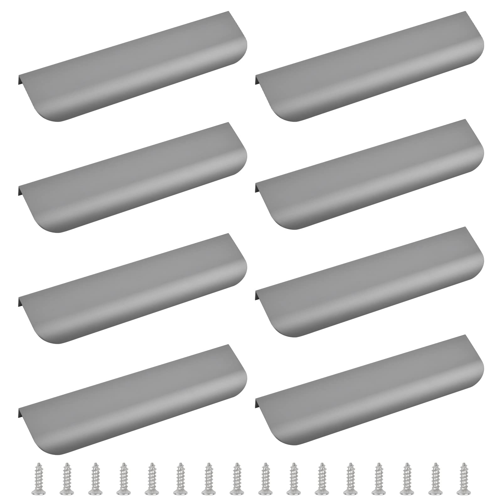 MOROBOR Finger Edge Pull, 8pcs Concealed Modern Style Drawer Handle, Aluminum Alloy Invisible Wardrobe Handle for Cabinet Hardware, 200mm/Matte Gray — image 1