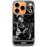 Qivtpjkrin The Death Tarot Card Skull Case for iPhone 17 Pro Max, Trippy Psychedelic Cool Skeleton Phone Cover, Soft Trendy TPU Bumper Cover Case
