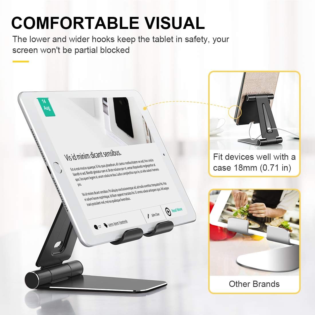Humixx Tablet Stand, Dual Adjustable Phone Stand [Sturdy No-Slip/Shaking] Foldable Holder Dock Compatible with iPad Pro 12.9 Mini Air Samsung Galaxy Kindle Fire Nintendo Switch Pad 4-13 Inch Tablets: Home Audio & Theater