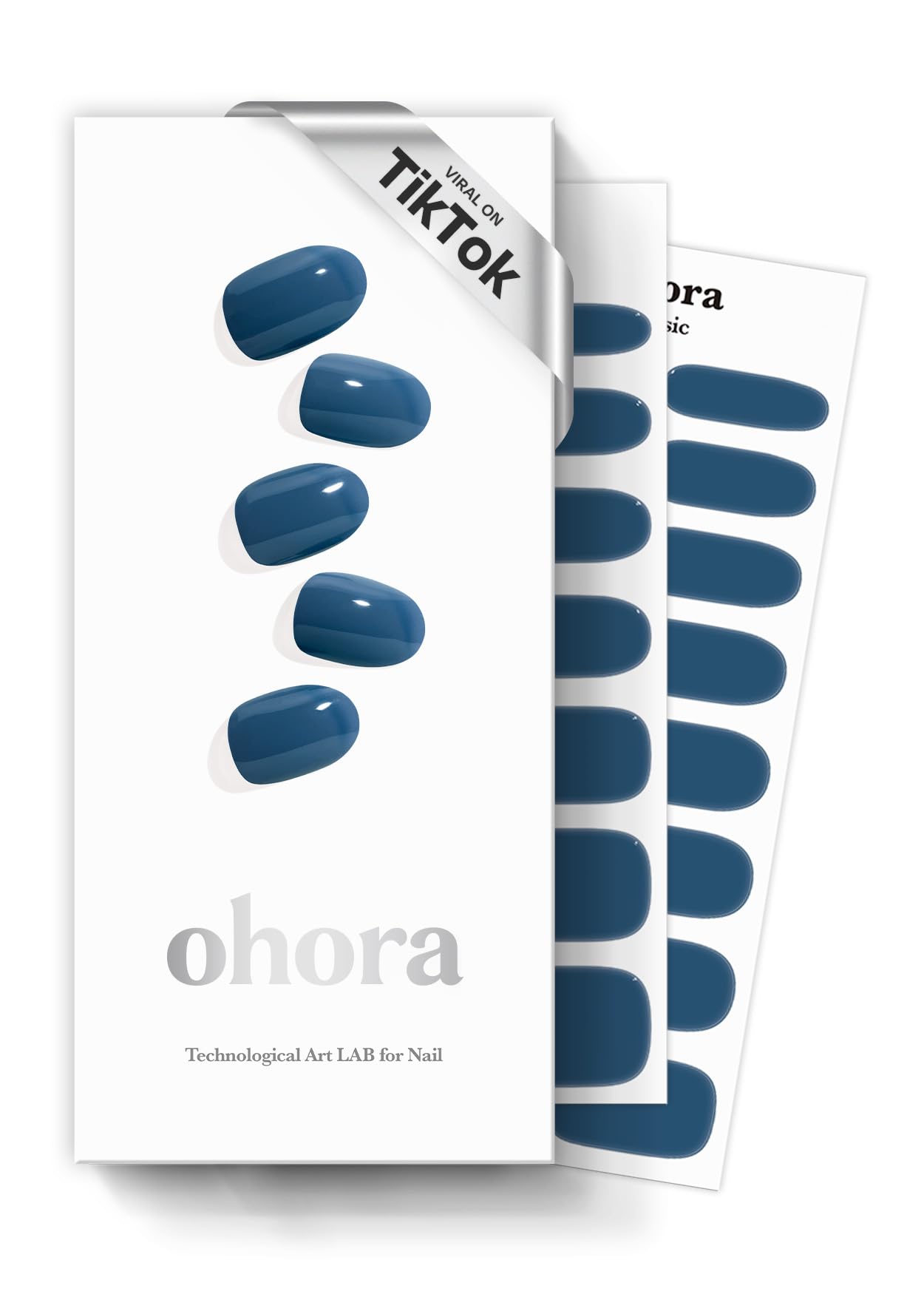 Photo 1 of ohora Semi Cured Gel Nail Strips (N Cream Indigo) - Blue, Solid, Works with Any UV/LED Lamps, Salon-Quality, Long Lasting, Easy to Apply & Remove - Includes 2 Prep Pads, Nail File & Wooden Stick