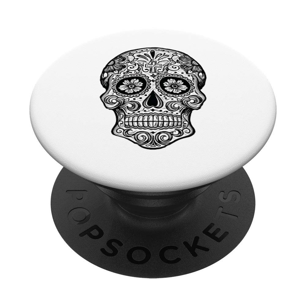 Sugar Skull Shirt Black White Image Day Dead Dia De Muertos PopSockets Swappable PopGrip