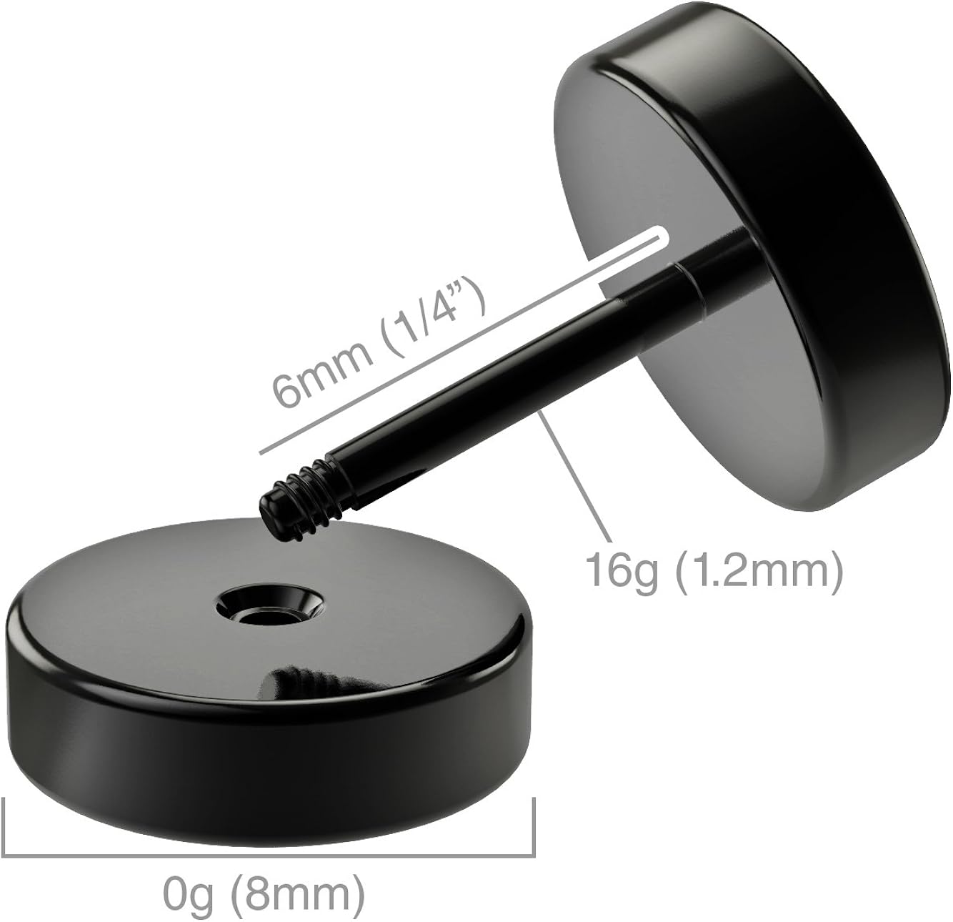 2pc 00g 8mm Cheater Plug Fake Earrings Black for Men Women Stretched Ears 16g 1.2mm Cool Illusion Piercing - Image 4