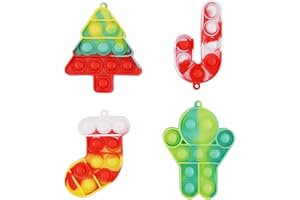 TSKCKNA Eavotoy 4 Pack Christmas Mini Pop Fidget Toys Packs Christmas Tree Stocking Gingerbread Candy Keychain Sensory Toys for Kids Girls Boys Christmas Stocking Stuffers Gifts Party Favors Stress Relief
