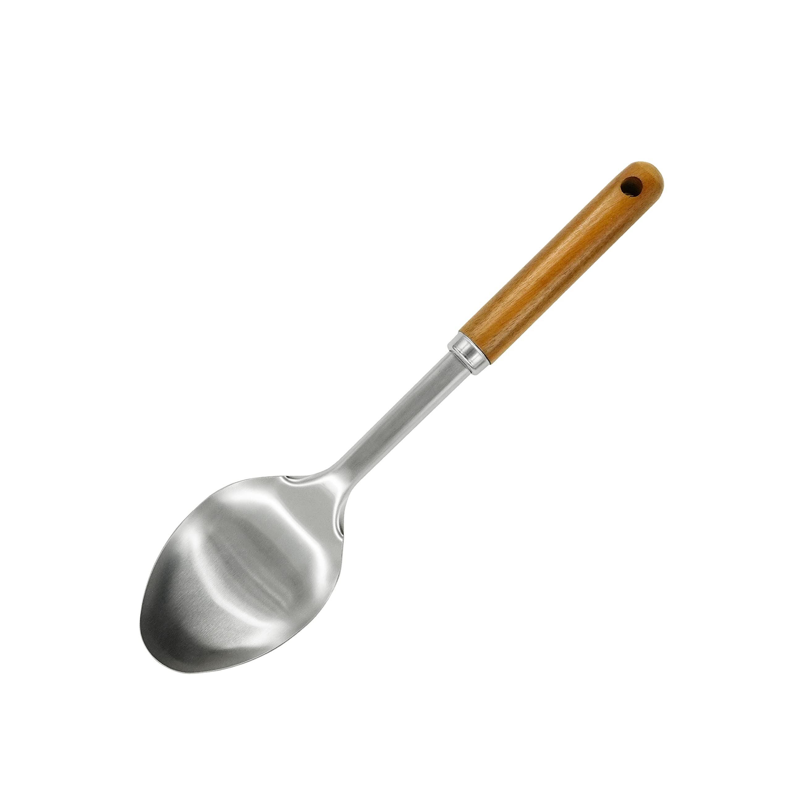 Fackelmann FSC Acacia Stainless Steel Solid Spoon, Serving Spoon, Cooking Spoon, Dimensions: 31x7.5x3cm, Colour: Brown & Silver