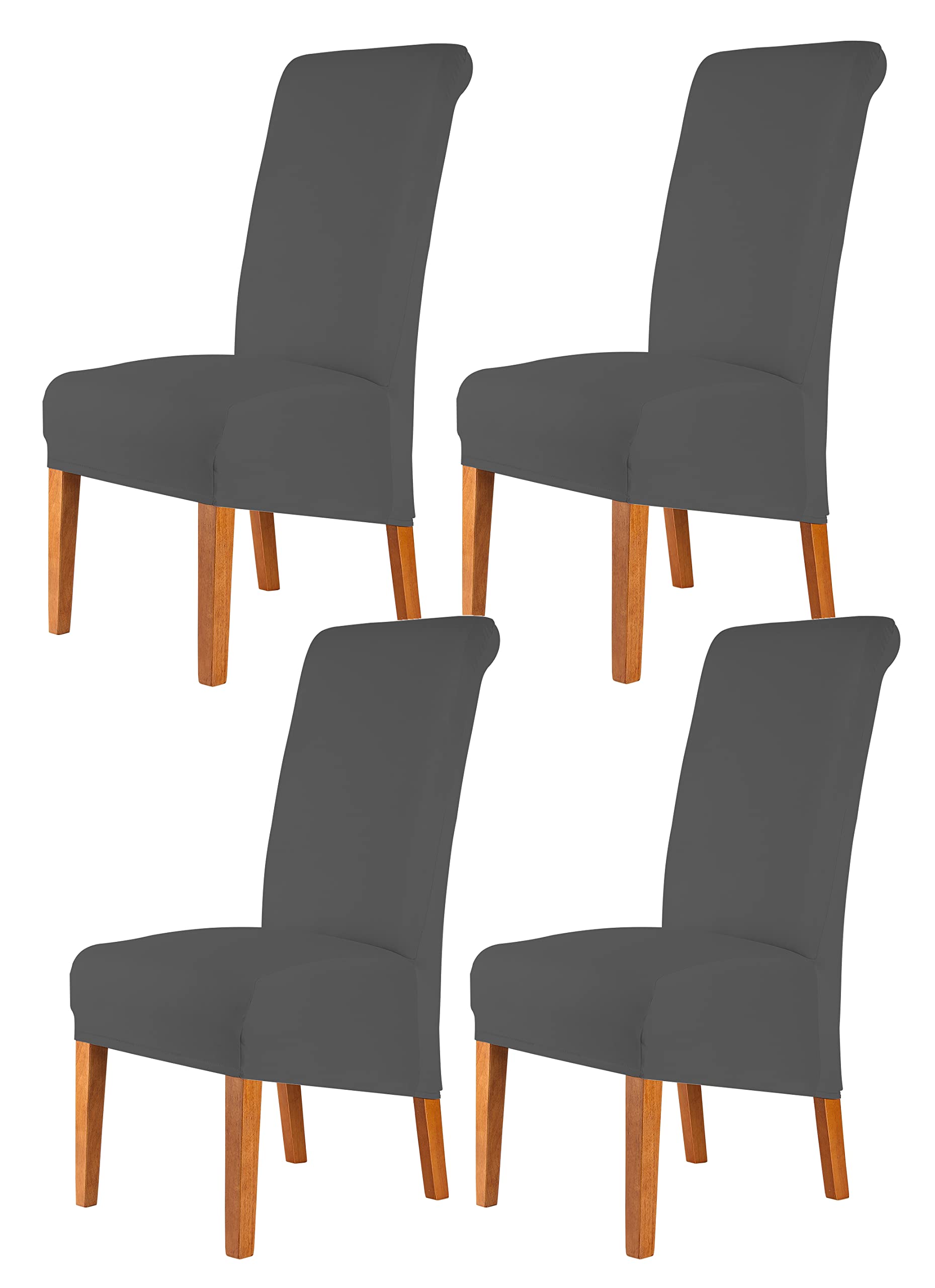 CMAKER High Back Chair Covers Stretch Spandex Fabric Chair Slipcover Seat Cover for Home Washable Removable Parsons Chair Protector Dining Room Kitchen Hotel,Set of 4,Dark Gray — image 1