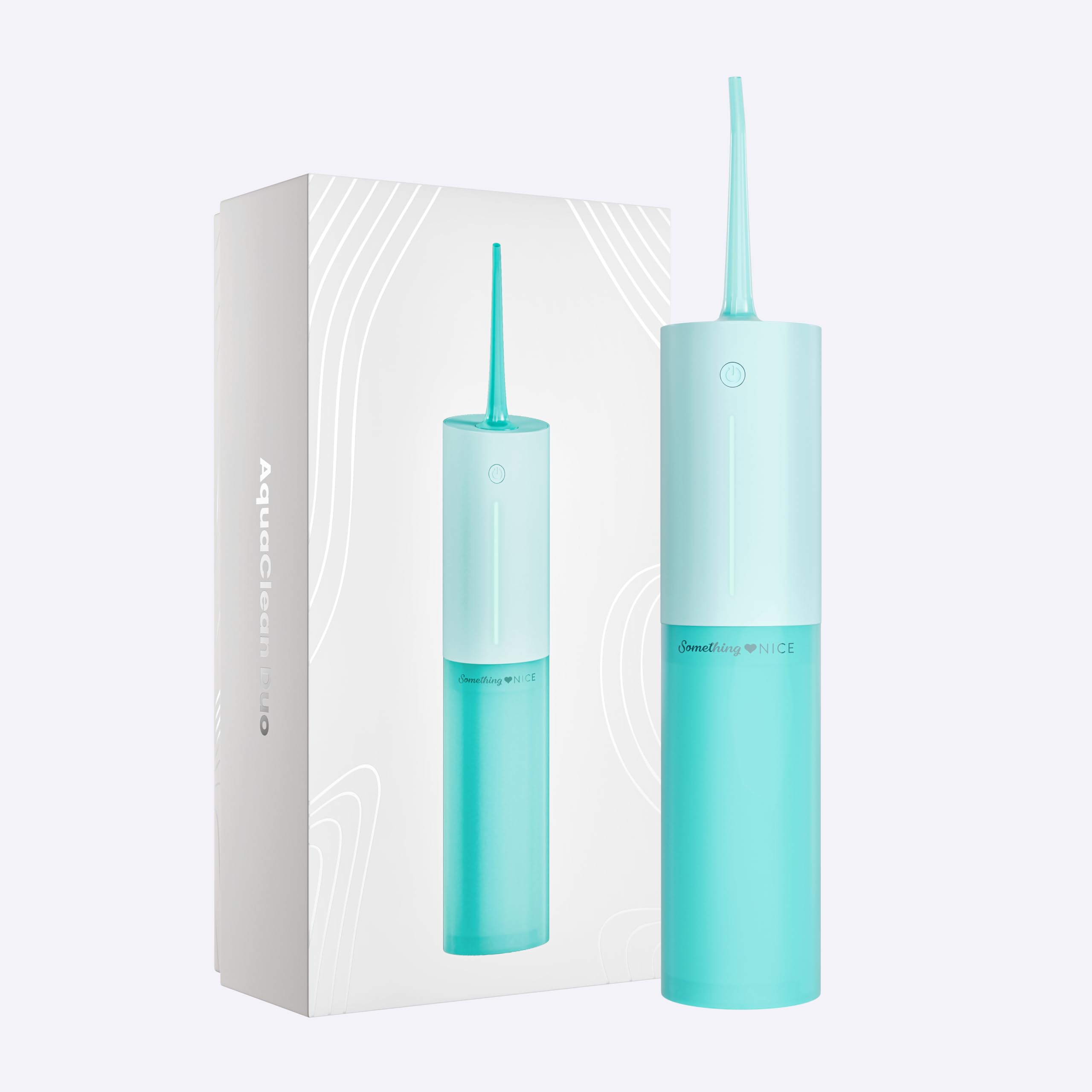 Photo 1 of SOMETHING NICE AquaClean Duo Water Flosser - Portable, Waterproof, Includes Nozzles, Magnetic Charger, & Travel Bag | Dentist Designed Cordless Flosser for Teeth Cleaning Ideal for Braces (Teal)