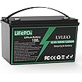 LiFePO4 Lithium Battery 12V 100Ah, Deep Cycle Rechargeable Lithium Iron Phosphate Rechargeable Battery with 100A-BMS perfect for Solar, Marin, Home Energy Storage, Off-Grid Applications