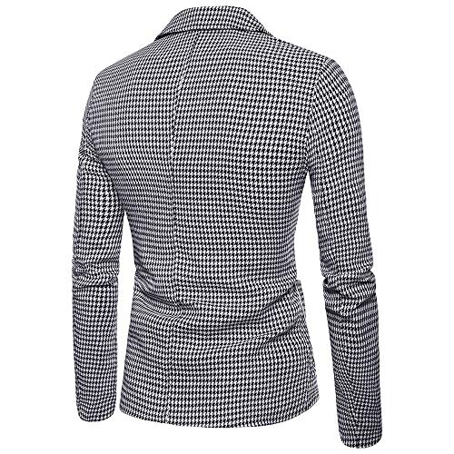 Men's Suit Cuekondy Casual Lapel Plaid One Button Pockets Tuxedo Slim Fit Blazer Dinner Coat Jacket & Drawstring Pants