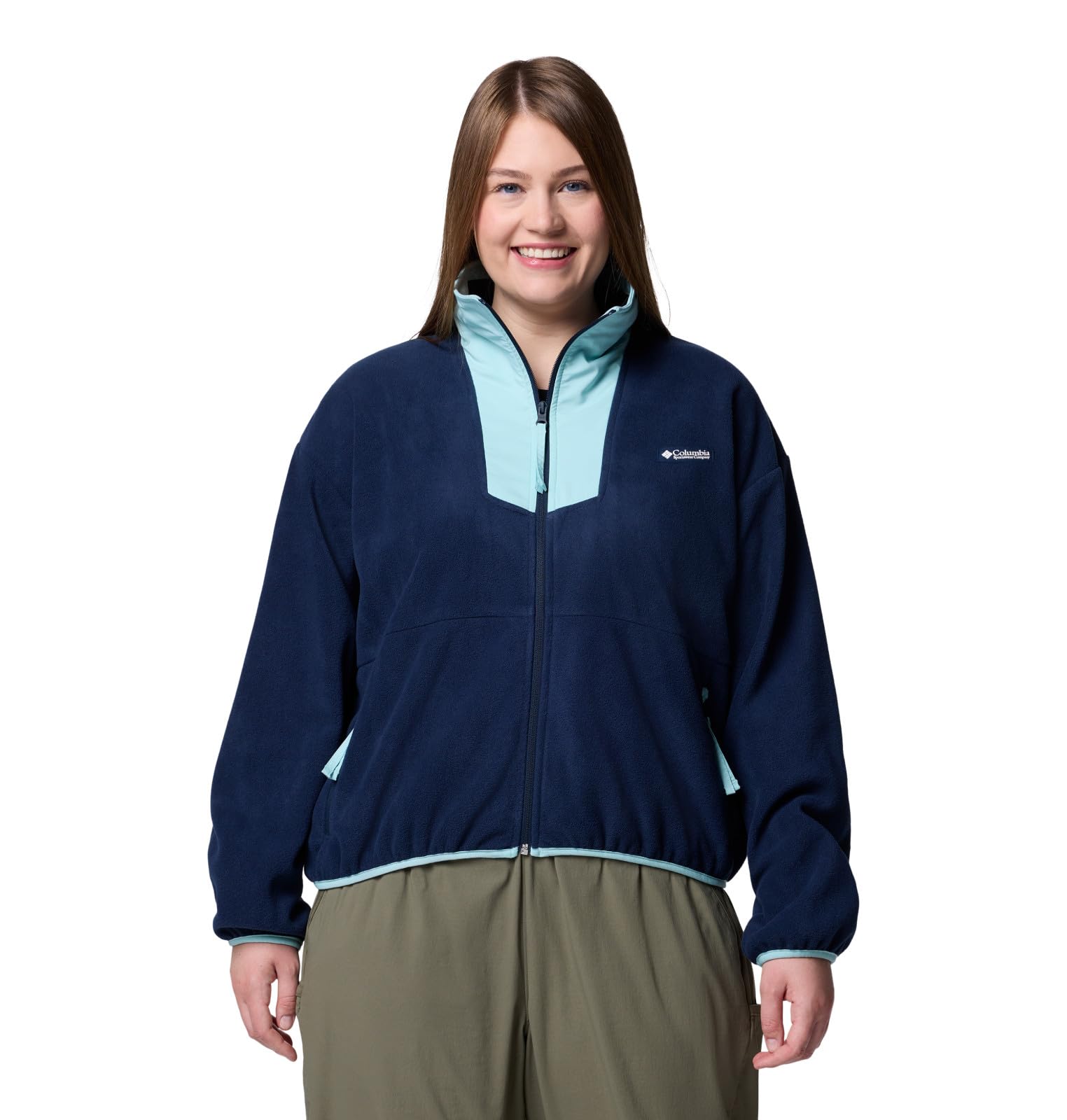 Columbia Women’s Sequoia Grove Full Zip Fleece, Collegiate Navy/Spray, X-Large