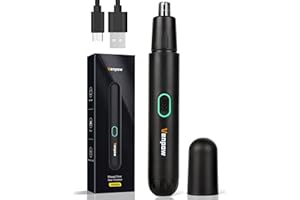 VENPOW Rechargeable Ear and Nose Hair Trimmer - 2024 Professional Painless Eyebrow & Facial Hair Trimmer for Men Women, Powerful Motor and Dual-Edge Blades for Smoother Cutting, Black