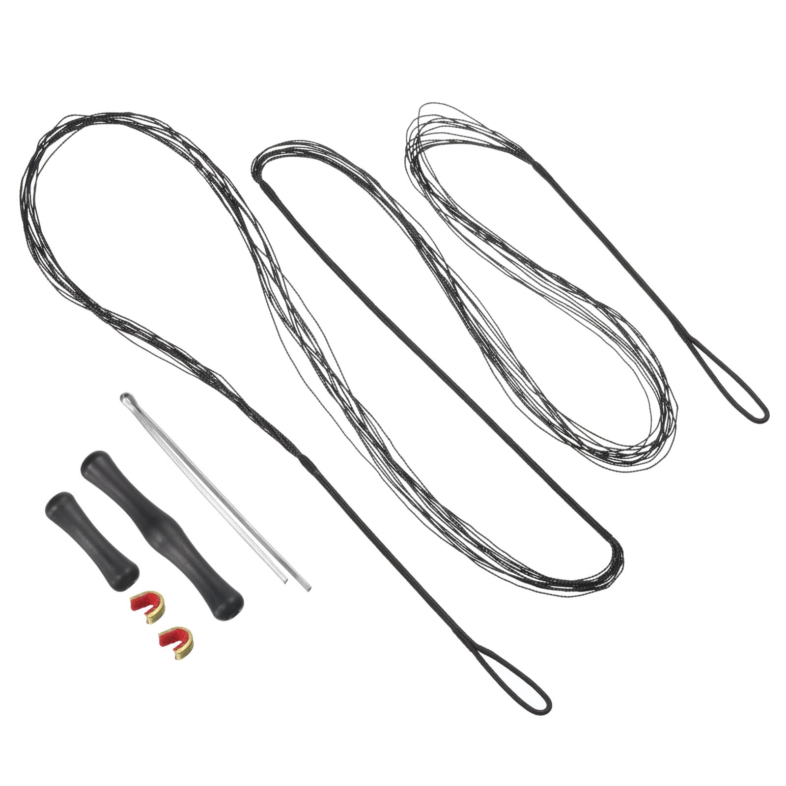 PATIKIL Bow String Replacement with 2 Nock Points Bowstring Finger Guards for AMO 62", 12 Strands Traditional Recurve Bowstring, Black