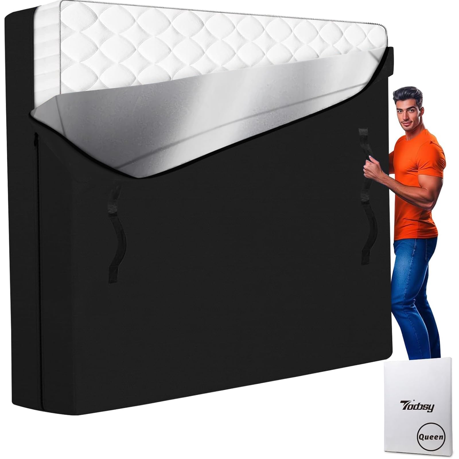 Photo 1 of Todosy Mattress Bags for Moving and Storage, Zippered Mattress Storage Bag with 8 Strong Carrying Handles, Reusable Mattress Protector Cover Moving Supplies (Queen)