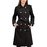 LONDON FOG womens Double-Breasted Long Trench Coat with Belt