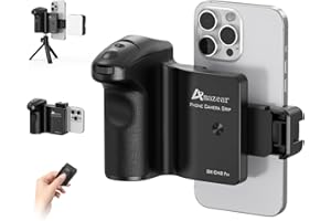 AMAZEAR Shutter Grip for iPhone 17 Pro Max/Android Mobile Phones, DSLR Camera Style Cellphone Photography Handle with Bluetoo