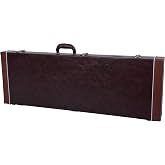 Crossrock Electric Guitar Case Fits Fender Telecaster and Stratocaster- Sponge Lining, Metal Feet, Storage Space -Brown (CRW600EBR)