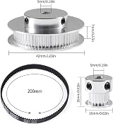 ALAMSCN GT2 Timing Pulley 20 60 Tooth 5mm Bore Belt 200mm for 3D Printer view 2