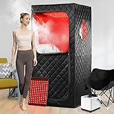 iDOTODO Infrared Red Light Therapy Sauna, Portable Steam and Infrared Sauna for Home, Full Body Sauna Tent for Relaxation, Large Infrared Sauna Box with 660nm Red Light, 3L&1100W Sauna Steamer