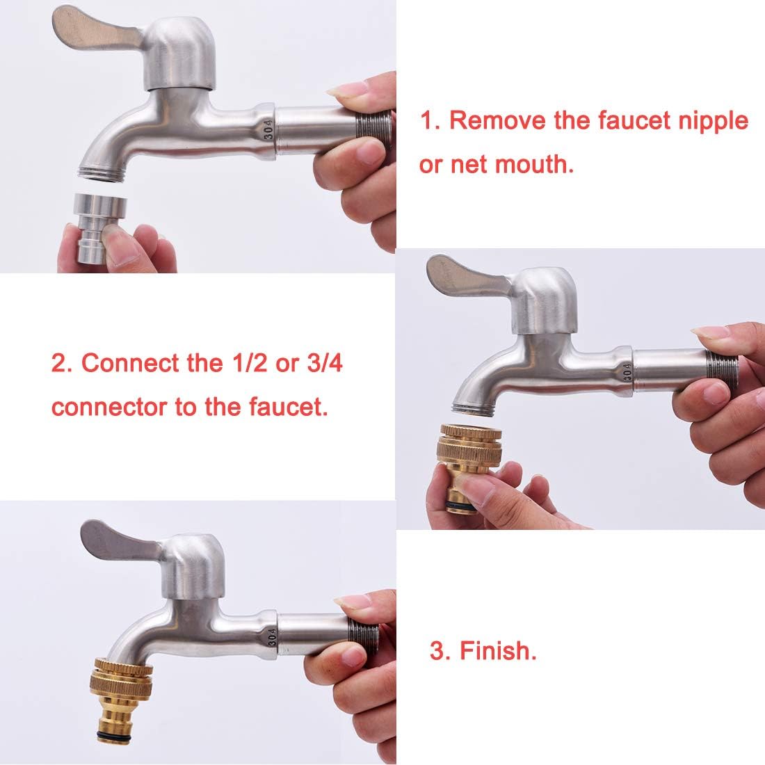 sourcing map 2-in-1 Garden Hose Quick Connect 1/2 G to 3/4 G Brass Water Hose Fitting Connectors, Gold Tone, 1/2" to 3/4"-Gold-1pcs - Image 5
