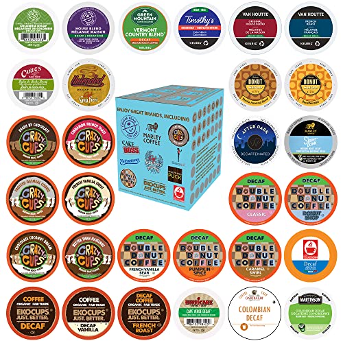 Decaf Coffee Pods Variety Pack Sampler, Assorted Unflavored & Flavored