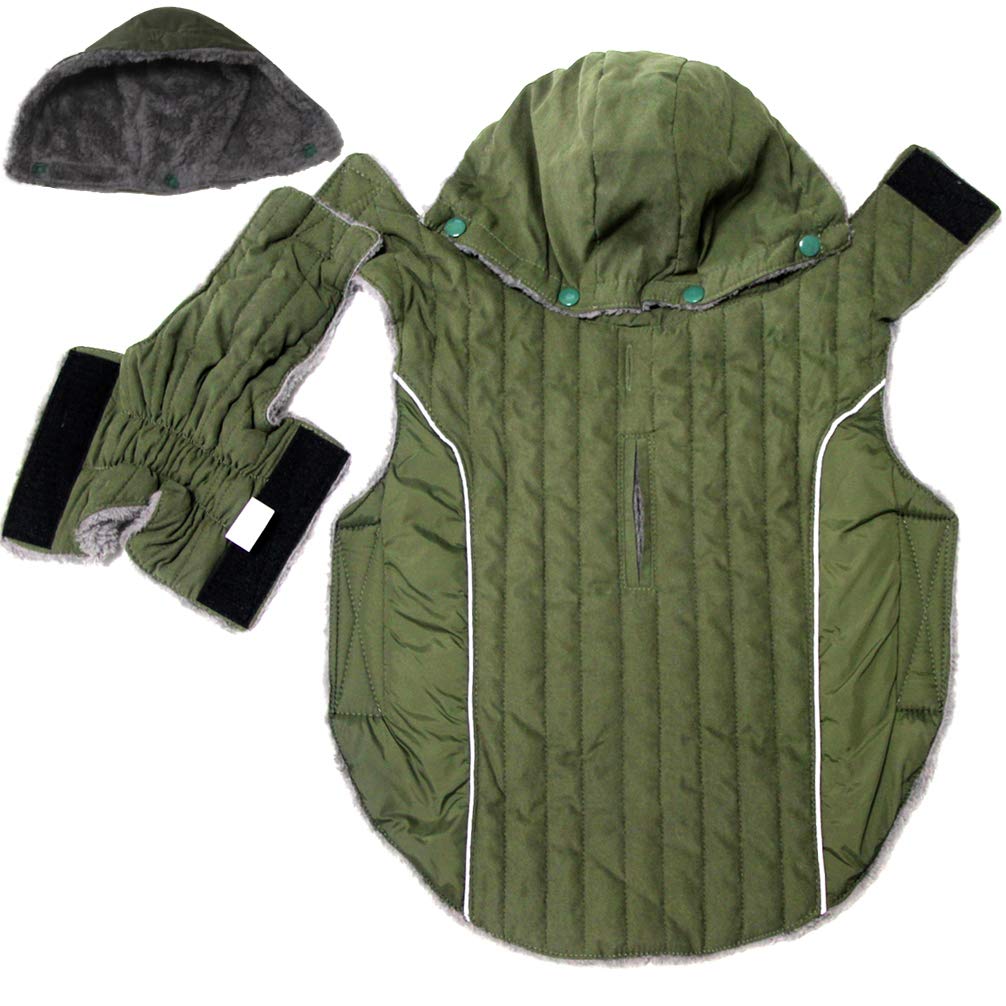 JoyDaog Fleece Dog Hoodie for Small Dogs Super Warm Puppy Jacket for Cold Winter Dog Coats,Green S